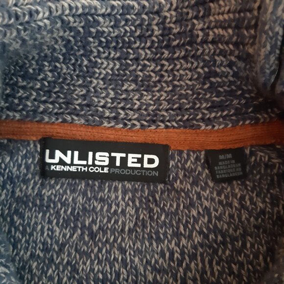Kenneth Cole Unlisted SZ M Mock Neck 4 Button Pullover Blue Men's Cotton Sweater - Picture 5 of 15